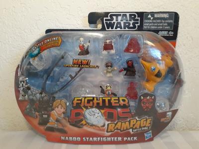 Hasbro Star wars fighter pods rampage battle game naboo starfighter. Hasbro Star wars fighter pods rampage battle game naboo starfighter.