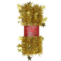 1x stuks lametta kerstslingers met sterretjes goud 200 x 6,5 cm - thumbnail