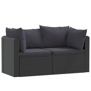 The Living Store Hoekbank Loungeset - 72 x 72 x 63 cm - Zwart poly rattan