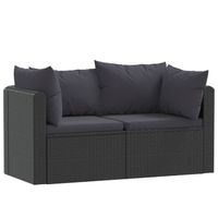 The Living Store Hoekbank Loungeset - 72 x 72 x 63 cm - Zwart poly rattan - thumbnail