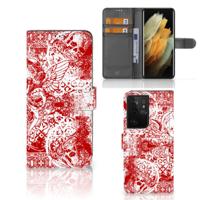 Telefoonhoesje met Naam Samsung Galaxy S21 Ultra Angel Skull Rood Telefoonhoesje met Naam Samsung Galaxy S21 Ultra Angel Skull Rood