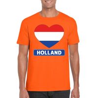 Oranje Holland hart vlag shirt heren - thumbnail