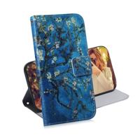 Abrikoos bloem patroon gekleurde tekening horizontale Flip lederen case voor Galaxy J6 Plus met houder & card slots & portemonnee