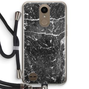 Zwart marmer: LG K10 (2017) Transparant Hoesje met koord