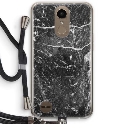 Zwart marmer: LG K10 (2017) Transparant Hoesje met koord