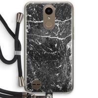 Zwart marmer: LG K10 (2017) Transparant Hoesje met koord