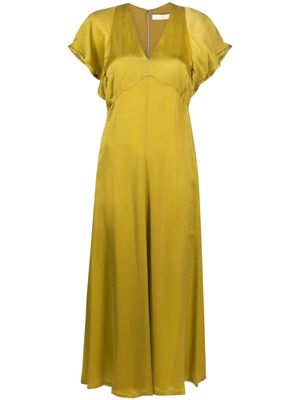 Tela robe en satin à col v - Vert