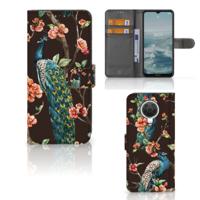 Nokia G10 | G20 | Telefoonhoesje | Met pasjeshouder | Pauw met Bloemen