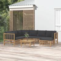 8-delige Loungeset met kussens bamboe donkergrijs