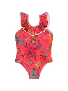 ZIMMERMANN Kids maillot de bain volanté à fleurs - Rose