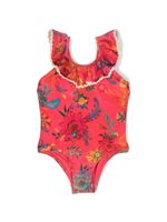 ZIMMERMANN Kids maillot de bain volanté à fleurs - Rose