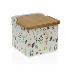 Zoutvaatje met deksel Versa Sansa Blommor 12,2 x 11,5 x 12,2 cm Keramisch