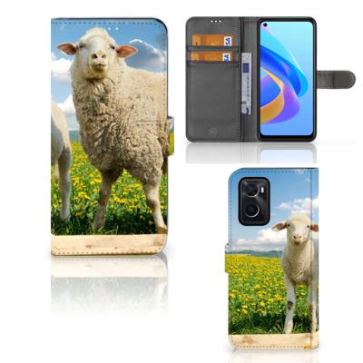OPPO A76 | A96 | Telefoonhoesje | Met pasjeshouder | Schaap en Lammetje