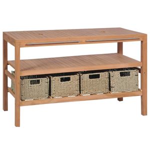 The Living Store Badkaast - - 132 x 45 x 75 cm - Materiaal- Teakhout - Inclusief 4 manden