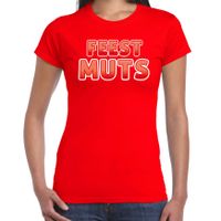 Verkleed t-shirt voor dames - Feest muts - rood - carnaval