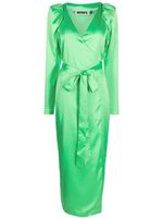 ROTATE BIRGER CHRISTENSEN robe portefeuille en satin à manches longues - Vert