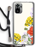 Wilde bloemen: Xiaomi Redmi Note 10S Transparant Hoesje met koord