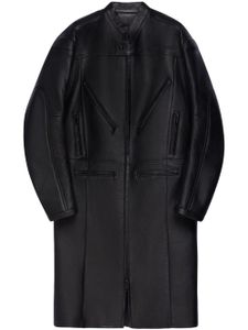 Courrèges manteau en cuir à logo débossé - Noir