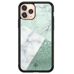 iPhone 11 Pro glazen hardcase - Minty marmer collage