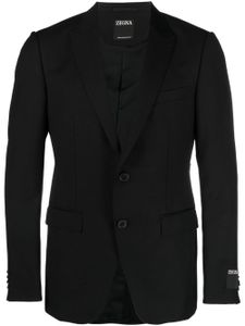 Zegna blazer en laine à simple boutonnage - Noir