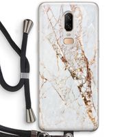 Goud marmer: OnePlus 6 Transparant Hoesje met koord