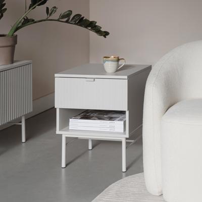 ZILT Bijzettafel / Nachtkastje 'Shanin' Met 1 lade, kleur Beige