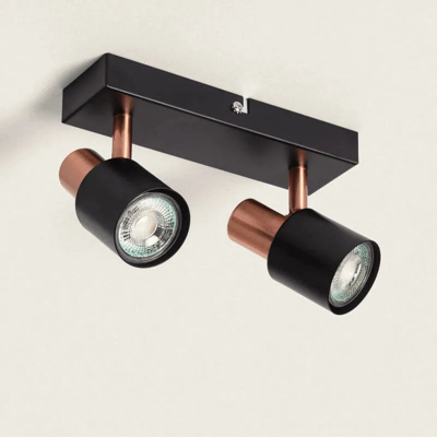 Plafondspot zwart goud &apos;Vesper&apos; 2 spots GU10 verstelbaar