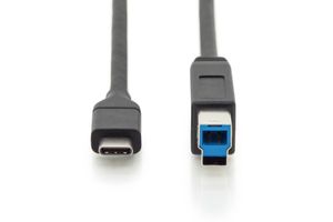 Digitus USB-kabel USB 3.2 Gen1 (USB 3.0 / USB 3.1 Gen1) USB-C stekker, USB-B stekker 1.00 m Zwart Afgeschermd (dubbel) AK-300149-010-S