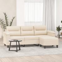 Driezitsbank met voetenbank 180 cm microvezelstof beige