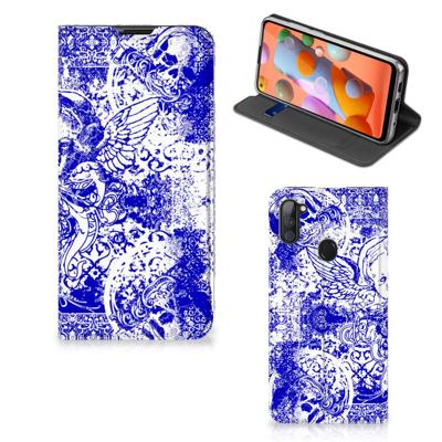 Mobiel BookCase Samsung Galaxy M11 | A11 Angel Skull Blauw Mobiel BookCase Samsung Galaxy M11 | A11 Angel Skull Blauw