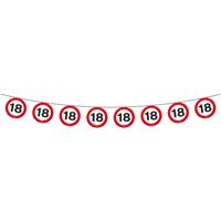1x Vlaggenlijn versiering 18 jaar verkeersborden 10 meter