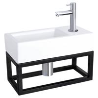 Differnz Ravo fonteinset keramiek - kraan gebogen - met handdoekrek - 38.5 x 18.5 x 9 cm - mat zwart (kopie)