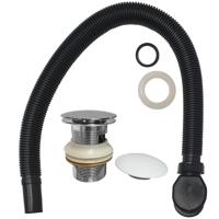 Wiesbaden Badafvoersifon met Clickwaste voor Solid Surface Bad - Chroom en Mat Wit