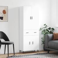 Hoge kast 69,5x34x180 cm bewerkt hout wit