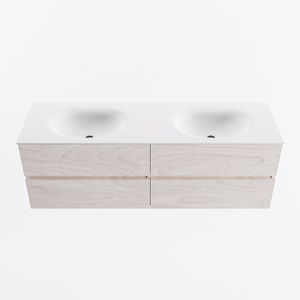 MONDIAZ VICA 150cm badmeubel onderkast Underlayment 4 lades. Wastafel MOON dubbel 2 kraangaten, kleur Talc.
