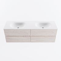MONDIAZ VICA 150cm badmeubel onderkast Underlayment 4 lades. Wastafel MOON dubbel 2 kraangaten, kleur Talc.