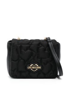 Love Moschino sac à bandoulière matelassé à plaque logo - Noir