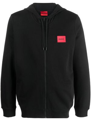 HUGO hoodie en coton à patch logo - Noir