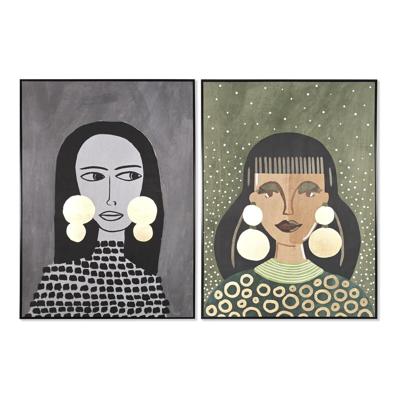 Schilderij DKD Home Decor Vrouw Modern (102,5 x 4,3 x 142,6 cm) (2 Stuks)