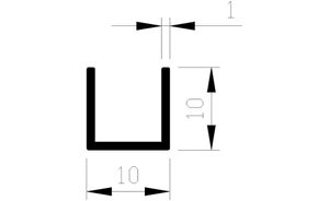 U-profiel alu brute 10x10x10x1mm (5mtr)