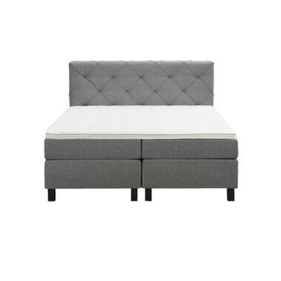 Boxspring Liv geruit - lichtgrijs - 160x200 cm - vierkante poot - Leen Bakker