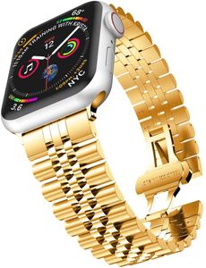 Bandje geschikt voor Apple Watch 38/40MM - Maat One Size - Vouw Sluiting - Horlogebandje - Polsband - Metaal - Goud