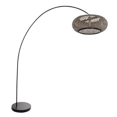 Steinhauer Booglampsolva met zwart en rotan kap Ø 60cm - 4466ZW