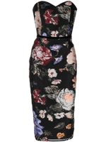 Marchesa Notte robe à fleurs - Noir