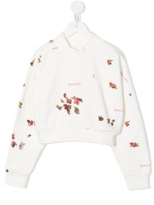 Palm Angels Kids sweat crop à fleurs - Blanc