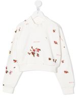 Palm Angels Kids sweat crop à fleurs - Blanc - thumbnail