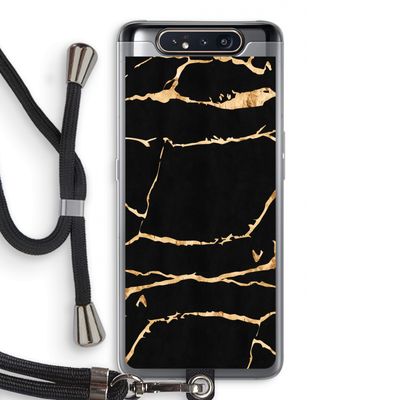 Gouden marmer: Samsung Galaxy A80 Transparant Hoesje met koord
