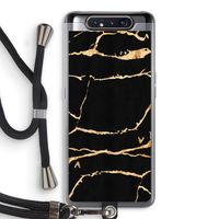 Gouden marmer: Samsung Galaxy A80 Transparant Hoesje met koord