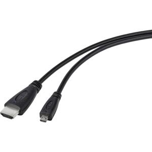 TRU COMPONENTS HDMI-kabel Raspberry Pi® [1x HDMI-stekker - 1x HDMI-stekker D micro] 1.80 m Zwart