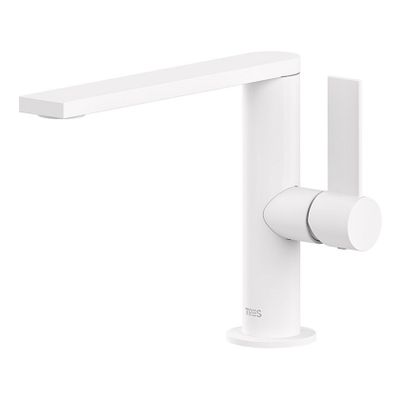 Wastafelkraan Tres Project | Opbouw | Draaibare uitloop | Mengkraan | Standaard model | 1-hendel | Rond | Wit mat